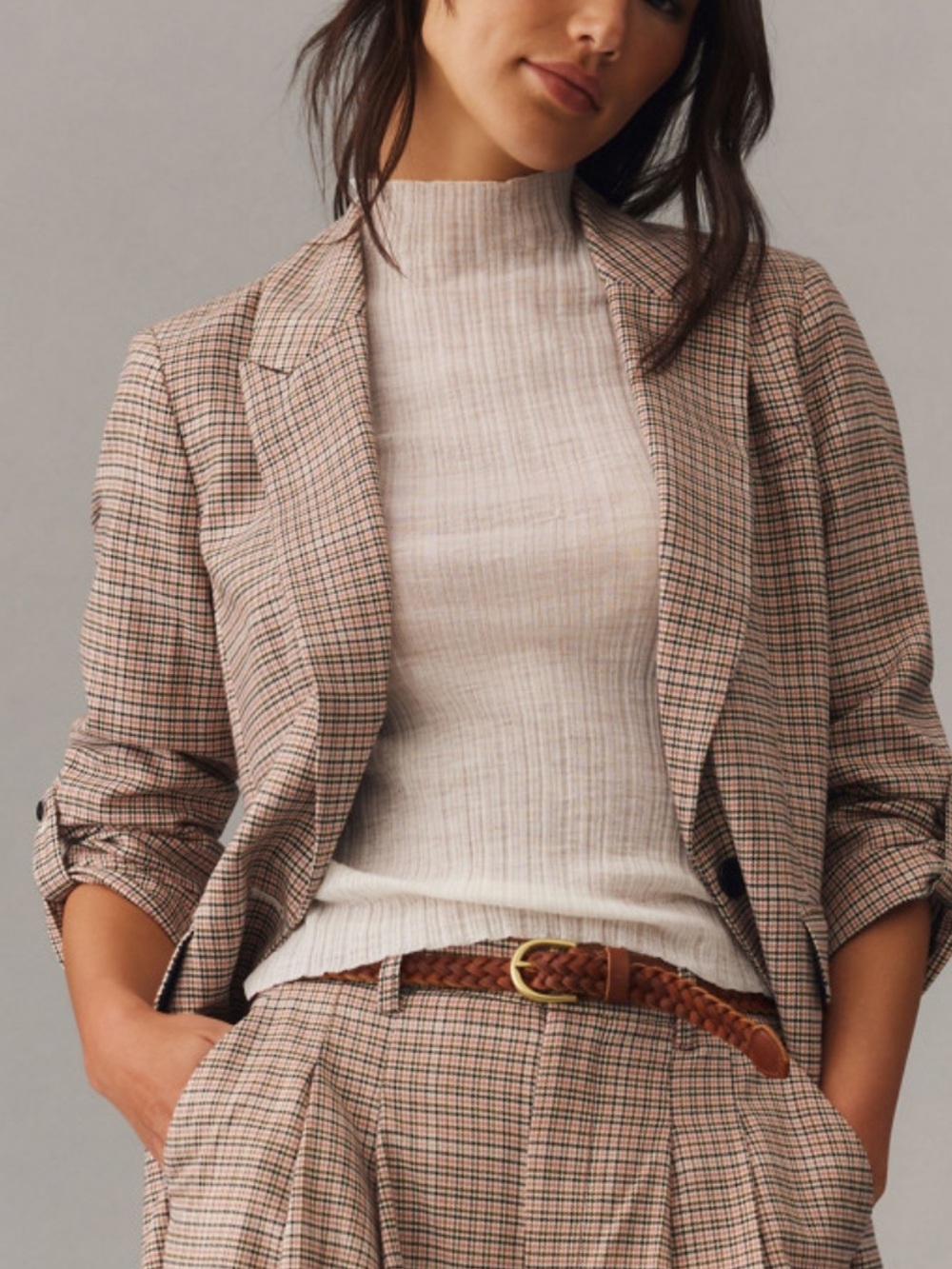 Maeve by Anthropologie Roll Sleeve Blazer in neutral 6